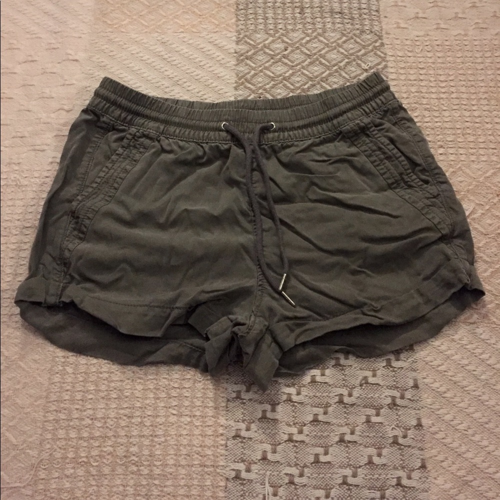 Olive Green Drawstring Short Shorts